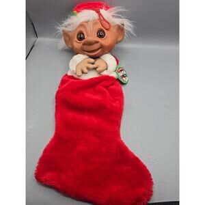 Large Vintage Troll Big Head 24" by SMITHY Troll Doll Christmas Elf Stocking